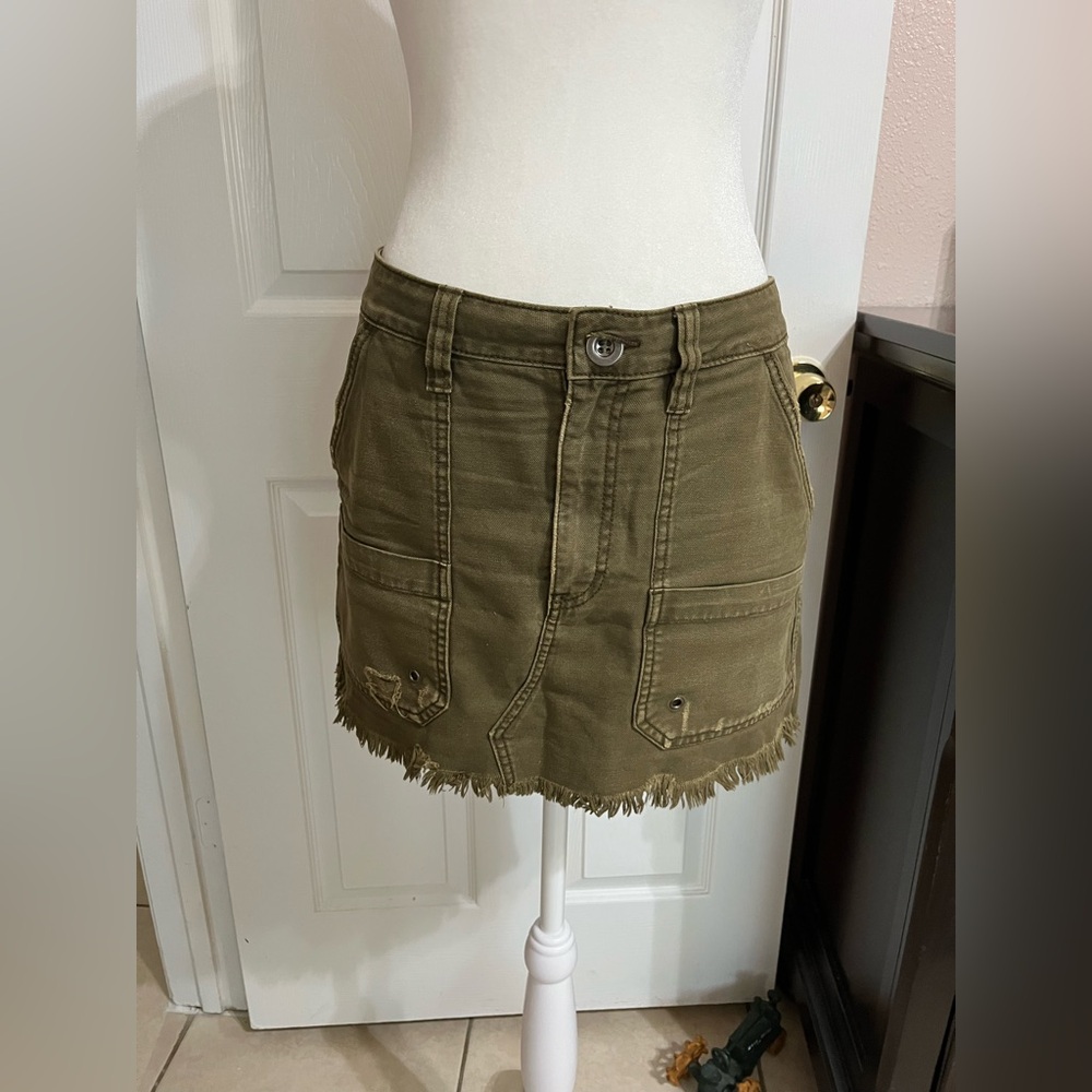 (T) Free People Olive Green Mini Skirt